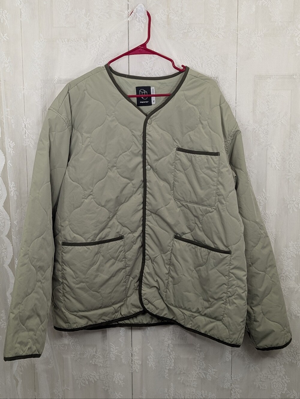 Original Use: Lightweight Quilted Snap Jacket - Green - Size XL